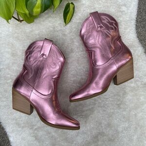 Pink Metallic Cowboy Boots